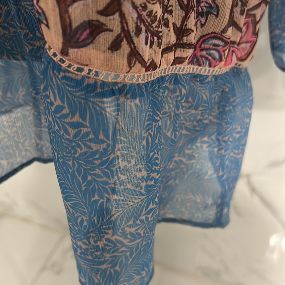 Soft surroundings pergola embroidered floral print sheer tunic Sz s - Picture 4 of 11